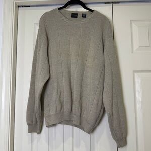 Arrow USA 1851 100% Cotton Ribbed Crewneck Sweater Beige Size M